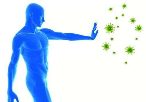 Under the influence of vitamins, a man's immune system is strengthened